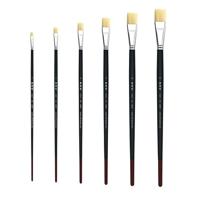 XDT ART SUPPLIES XDT#101 Flat Art Brush Set 6Pc #1#3#5#7#9#11 Soft Nylon Acrylic Oil Watercolor