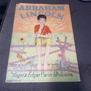 1957 ABRAHAM LINCOLN BOOK BY INGRI & EDGAR PARIN D'AULAIRE VTG HCDJ - Picture 1 of 6