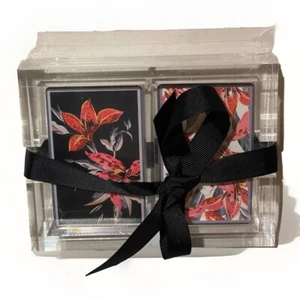 Double Deck Coated Playing Cards Floral in Heavy Acrylic Case with Jokers - Picture 1 of 2