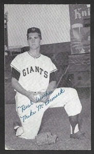 MCCARTHY Mike McCormick 1958 firmado 7-1/2 x 9-1/2 autógrafo foto del personal certificado de autenticidad #1 - Imagen 1 de 1