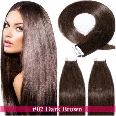 Russisch Tape In / On 100% Echthaar Remy Hair Extensions Haarverlängerung Tresse - Bild 1 von 4