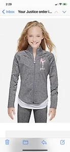 Justice Activewear Girl Figure Ice Skating Zip-up Long Sleeve Embellished Set - Picture 1 of 12