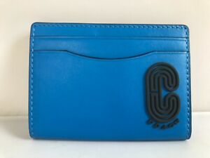COACH MEN'S  LEATHER MAGNETIC CARD CASE Bright Blue C5594