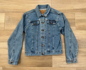 Vintage 90s Levi's Girls Denim Jacket XL Blue Button Up USA Western Trucker - Picture 1 of 17