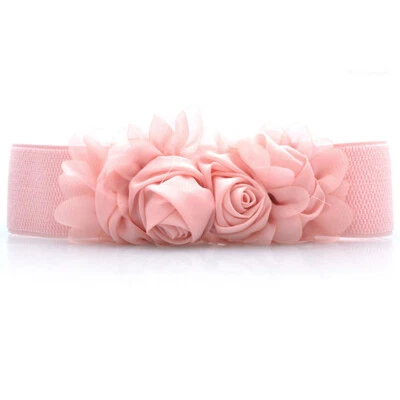 Women Lace Rose Floral Buckle Stretch Waist Belt Elastic Dress Corset Waistband - Image 1 of 3