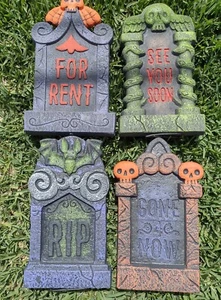 Set of 4 Halloween Decoration Colorful Styrofoam Headstones, 17" - Picture 1 of 10