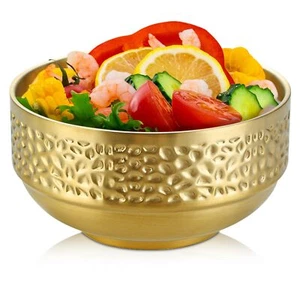5.9" Stainless Steel Salad Bowl 25oz Double-Walled Gold Mixing & Serving Bowl - Picture 1 of 7