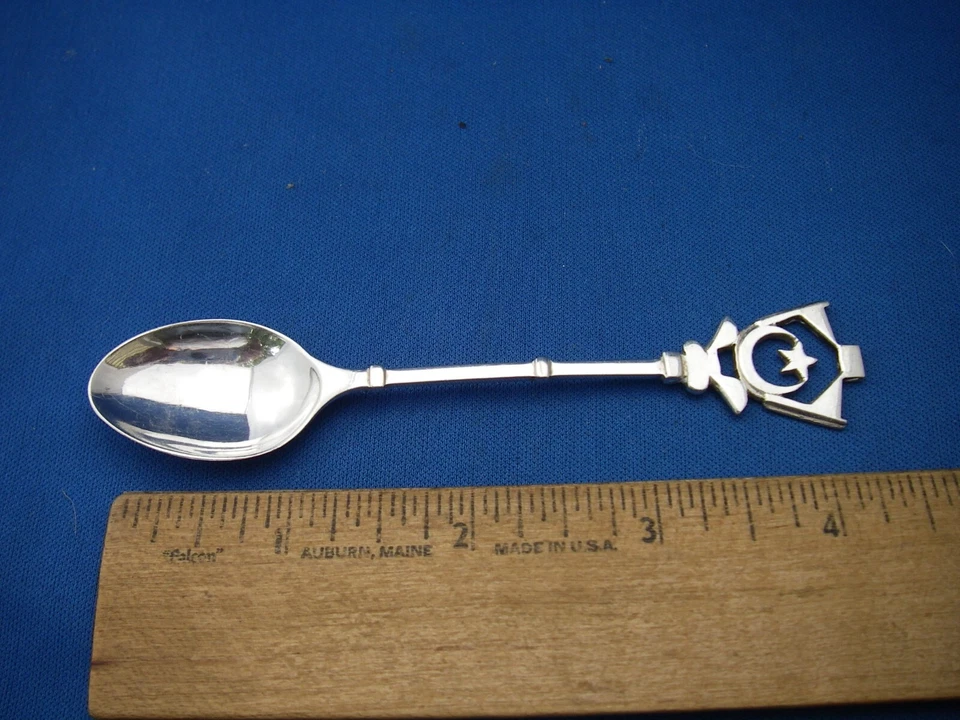 Boa colher de café prata islâmica - cabo estrela e crescente - marca prata - Imagem 1 de 4