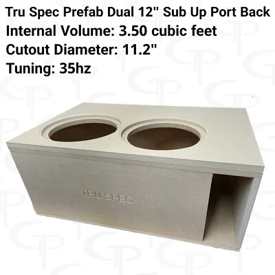 GP CAR AUDIO TRU SPEC Prefab Dual 12" Ported Subwoofer Enclosure Subs Up Port Back box