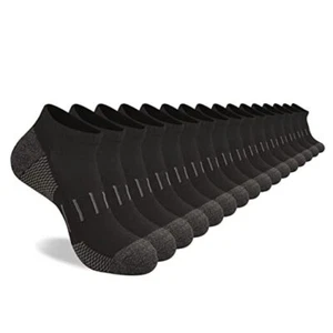 Men's Athletic Ankle Socks Moisture Wicking Cushion 6-12 A-black 8 Pairs - Picture 1 of 7