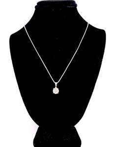 14k White Gold 0.23 CT Diamond Pendant Necklace 18” - Picture 1 of 8
