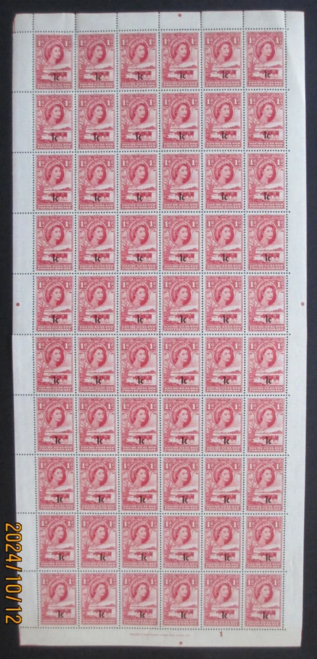 Bechuanaland Protectorate Stamps -   1c/1d Black overprint Complete Sheet ~ MNH - Image 1 of 3