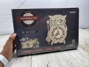 Robotime 3D DIY Mechanical Gear Wooden Owl Clock Modern Puzzle Kit ROKR LK503 - Picture 1 of 3