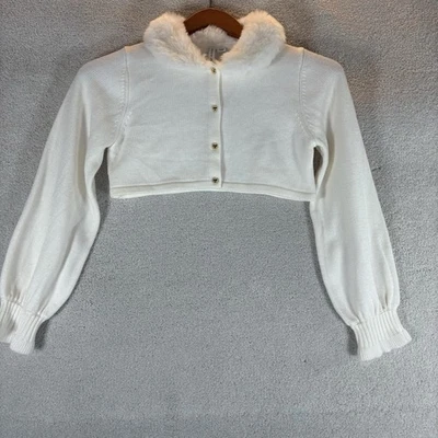 Janie And Jack Girls Sz 10 Cream Shrug With Fur Collar Christmas Formal Holiday - Image 1 of 4