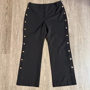Chicos Black Dress Pants Gold Side Embellishment Chicos Size 1 (Size 8) - Picture 1 of 4