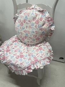 Vintage Laura Ashley Charlotte / Sweet Pea Cushions x 2 Pink & Blue & inner - Picture 1 of 6