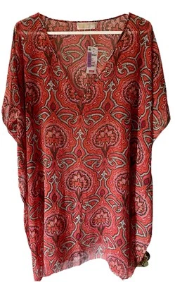 NWT Sx 3X See Measure Michael Kors Oversized Tunic Semi-Sheer Breezy Top Blouse - Image 1 of 4