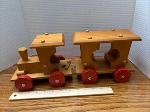 Large Wooden Train From Romania. As Is Locomotive & 3 Cars-2 Do not Connect - Picture 1 of 11