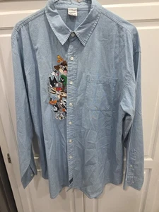 VTG Warner Bros XL Button Denim Shirt Embroidered  Looney Tunes 1996 - Picture 1 of 9