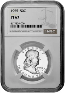 1955 50C Proof Silver Franklin Half Dollar NGC Graded PF 67 in New Holder - Picture 1 of 2