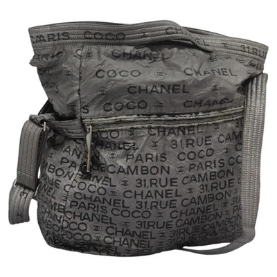 Auténtico bolso de hombro Chanel ilimitado de lona recubierta 2 vías plateado CC yb758 Foto 1 de 4