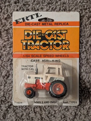 Vintage ERTL 1/64 Scale Case Agri-King Row Crop Tractor on Die Cast Tractor Card - Image 1 of 4
