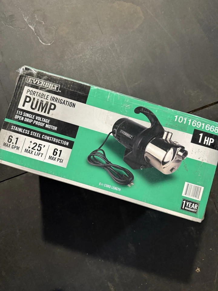 EVERBILT HD60SS 1 HP Stainless Steel Lawn Irrigation Pump NEW OPEN BOX - Image 1 of 1