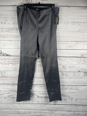 Alfani Pants Womens 14W Black Silver Skinny Leg Tummy Control Pull On Jacquard - Image 1 of 4