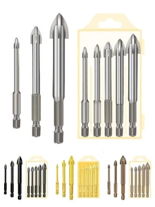 Juego de 5 brocas para azulejos YG8X broca de perforación con punta de carburo cementado vástago hexagonal de 1/4" - Imagen 1 de 19