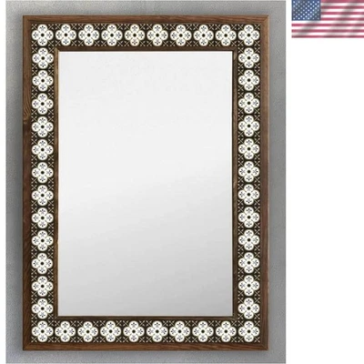 Charming 53x73cm Wooden Framed Mosaic Mirror - Artistic Wall Accent for Any Room - Image 1 of 4