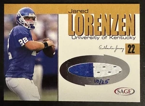 2004 Sage Jared Lorenzen Authentic Jersey Patch #’d /25!! Kentucky Wildcats!! - Picture 1 of 2