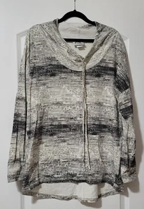 Wild Palms Woman's Size M Long Sleeve Cowl Neck Pockets 100% Cotton Top - Picture 1 of 3