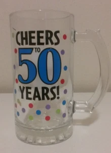 Cheers To 50 Years! 15 Oz Glass Mug - Picture 1 of 6