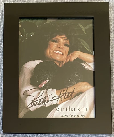 Eartha Kitt Signed Color Photo w/ Her Dogs - RARE, AUTHENTIC, Batman, FRAMED Cover