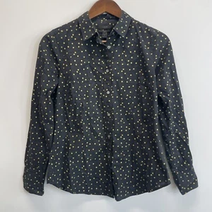 J Crew Damen Button Down Kragen Hemd schwarz gelb gepunktet Gr. 4 100% Baumwolle - Bild 1 von 6