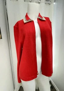 ST JOHN Collection Jacke Gr. 6 rot beige Reißverschluss Santana Strick - Bild 1 von 9