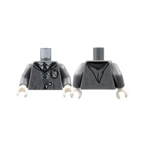 LEGO - Minifig, Torso - Robe, Gray Shirt & Laces w/ Silver Striped Tie - Picture 1 of 1