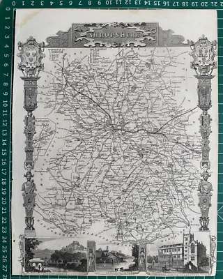1841 Genuine Antique Map; Shropshire by Thomas Moule - Image 1 of 2