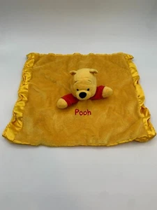 Disney Winnie Pooh Yellow Rattle Lovey Satin Trim Baby Security Blanket Red - Picture 1 of 8
