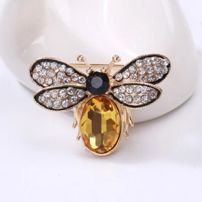 Lindo broche de abeja vintage para mujer creativo cristal estrás insecto prendedor Foto 1 de 4