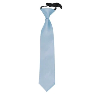 Dusty Blue Boys Elastic Tie Satin Solid Plain Wedding Pre-Tied 2-7 Yrs by DQT - Picture 1 of 2