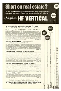 QST Ham Radio Mag. Ad Short on Real Estate? Get a "hy-gain" HF VERTICAL (6/66) - Picture 1 of 1