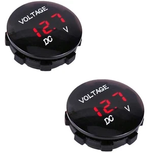 2X Round Red LED Voltmeter Voltage Display 12-24VDC Battery Box or Go Kit, 2Pcs - Foto 1 di 6