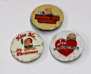 Lot of 3 Vintage 1980s ZIGGY Pin Back Buttons its Christmas Heartbreaker Darn Im - Picture 1 of 2