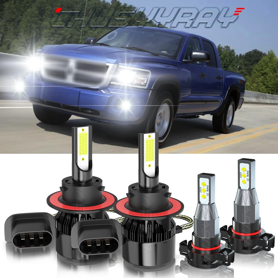 Kit de 4x faros LED de haz alto/bajo antiniebla 6000K para Ram Dakota 2011 Foto 1 de 4