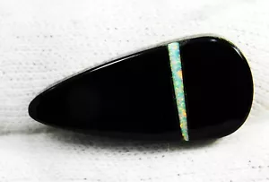 23.40 Ct Natural Australian doublet Black Fire Opal Fancy Cabochon Gemstone - Picture 1 of 4