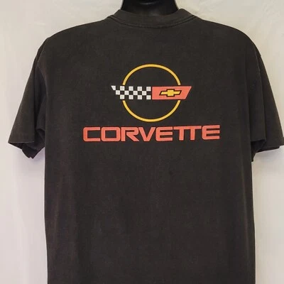 Camiseta Corvette De Colección Años 90 Doble Cara Gráfica Negra Desvanecida Manga Corta Para Hombre L Foto 1 de 4