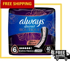 Always Discreet Boutique Incontinence Pads, Size 6 Extra Heavy Absorbency, 40 Ct - Picture 1 of 12