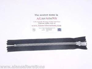 7" #5 YKK Vislon Closed End Zip BLACK C075 w/ Silver Teeth - Picture 1 of 1