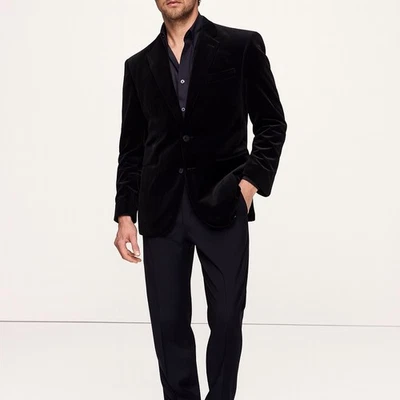 Armani Collezioni Black Velvet Blazer Mens 48R Formal Tuxedo Dinner Jacket - Image 1 of 4